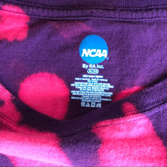 NCAA East Carolina University Purple Bleached Dye Pink Graphic Tee, size XL Jr. - Picture 15 of 15